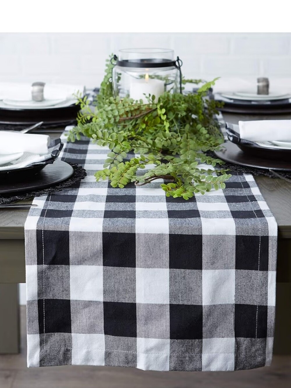 Black White Checker Box FARMHOUSE Table RUNNER - Picture 6 of 6